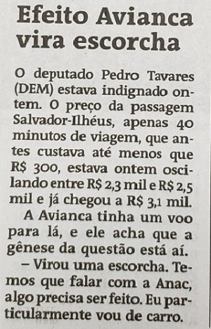 Pedro Tavares expõe sua indignação em relação à prática abusiva das tarifas aéreas