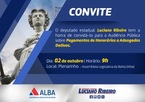 Convite - Audiência Pública discute Pagamento de Honorários a Advogados Dativos