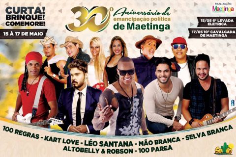 Maetinga: Aniversário da cidade traz Léo Santana, Kart Love e mais 5 bandas, confira