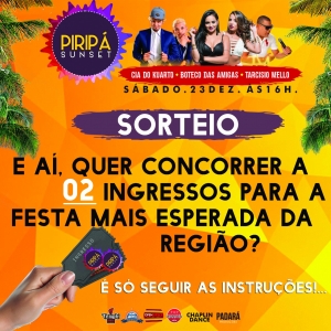 O FRC pode te dar dois ingressos para o Piripá SunSet; Veja como