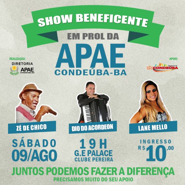 Condeúba: APAE realizará show beneficente