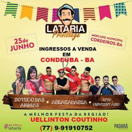 Dia 25/06 tem os sucessos de Boteco das Amigas no Lataria Privillege, em Cordeiros